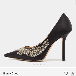 Jimmy Choo Black Heels with Silver Embellishments
